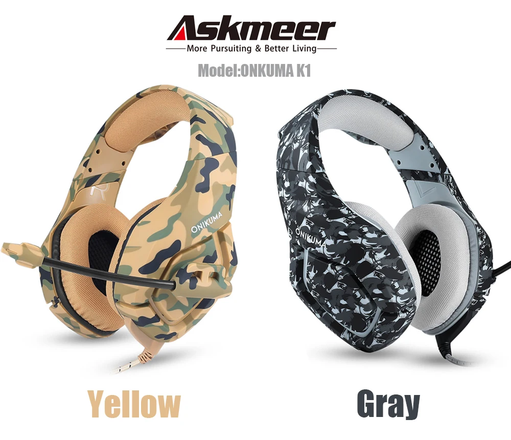 Best Casque Gaming Headset with Microphone Camouflage Noise-cancelling Headphones for PC Cell Phone New Xbox One Laptop (1)
