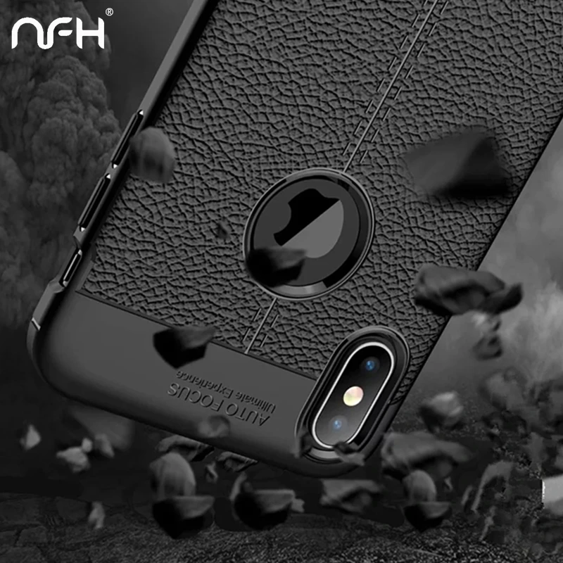 

NFH 2019 Shockproof Litchi Leather Skin Case For iPhone 5 6 7 8 Plus Ultra-thin Silicon Housing On 5S 6S XS XR XS MAX Soft Cover