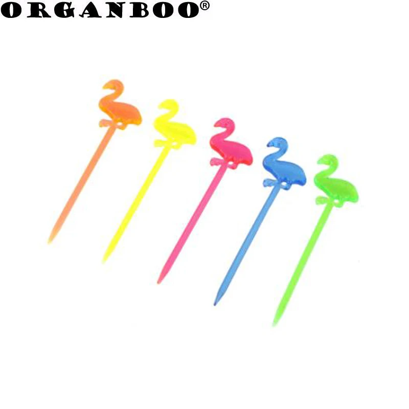 

50PCS Colorful Fruit Fork Flamingo Food Picks Buffet Cupcake Party Cake Dessert Salad Vegetable Sticks for Cocktail Toothpick