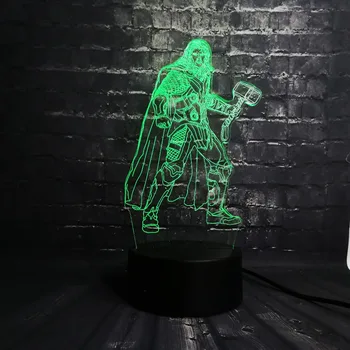 

3D LED Night light Thor Cartoon Marvel Avengers Figure Bedroom Sleep Light Batman Super Hero 7 Color Change Boy Kids Toys