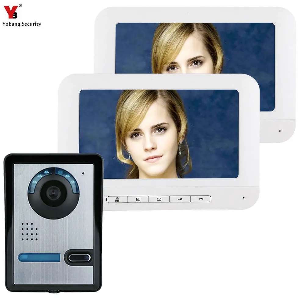 Acheter 7 pouce TFT 2 Moniteurs Téléphone Visuel de Porte Sonnette Interphone Kit 1 caméra 2 moniteur Night Vision avec IR CUT HD 700TVL Caméra