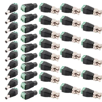

40 pcs Adapter 20x BNC Video Balun+10x Male 10x Female DC Power Plug Connector Converter For CCTV