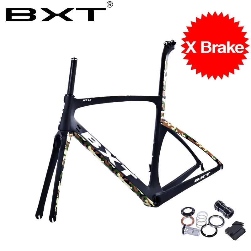 Sale BXT 2018 Full Carbon bicycle frame matte/glossy 5 color super light DI2 Frame+Fork+headset X brakes road carbon bike frame parts 0