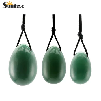 

Sunligoo Yoni Eggs - 3pcs Set with 3 Sizes Gemstones,Drilled, with Unwaxed String,Made of Natural Green Aventurine for Yoni PC