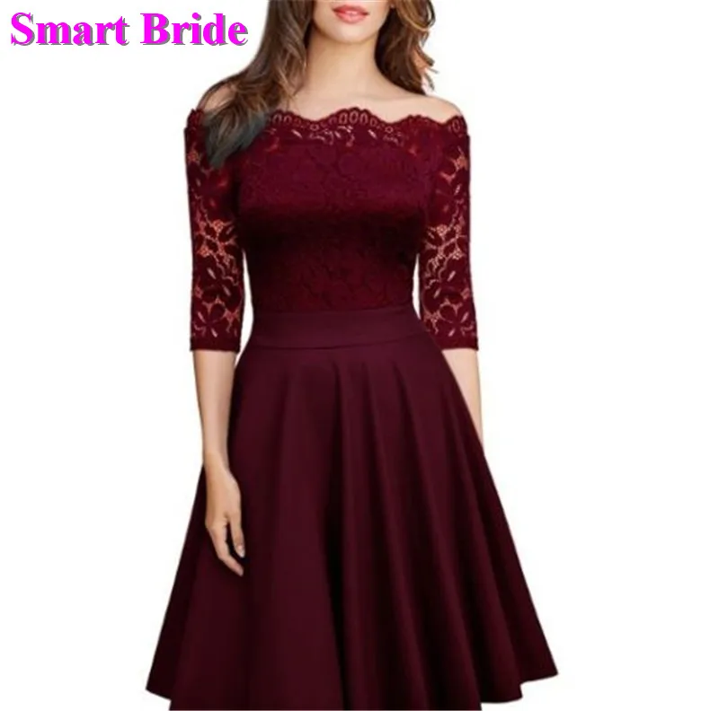 Short Cocktail Dresses Navy Blue Burgundy Satin Lace Formal Party Skirts Cocktail Gowns Vintage Prom Dress Custom Made CD05