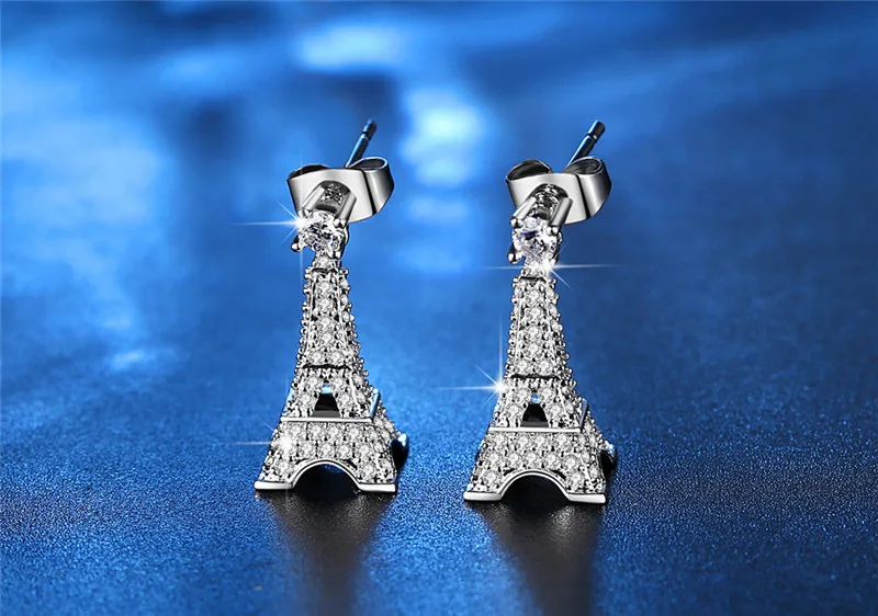 New Eiffel Tower Stud Earrings Personality Loving Couples Gifts For Women Wedding Jewelry Earring Fashion Brincos Wholesale E263 (1)