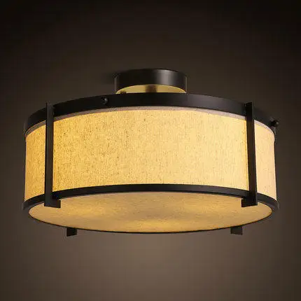 

Nordic Loft Retro Led Bedroom Ceiling Lamp Art Fabric Kitchen Living Room Bar Half Ceiling Lights E27 Led Bulb Free Shipping