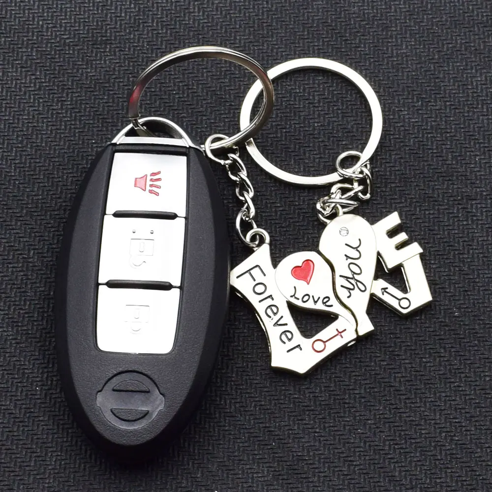 

ATOBABI Galvanized Alloy Sweethearts Key Holder LOVE Shape Car Key Chains Metal Key Ring Special Birthday Valentine Gift llavero