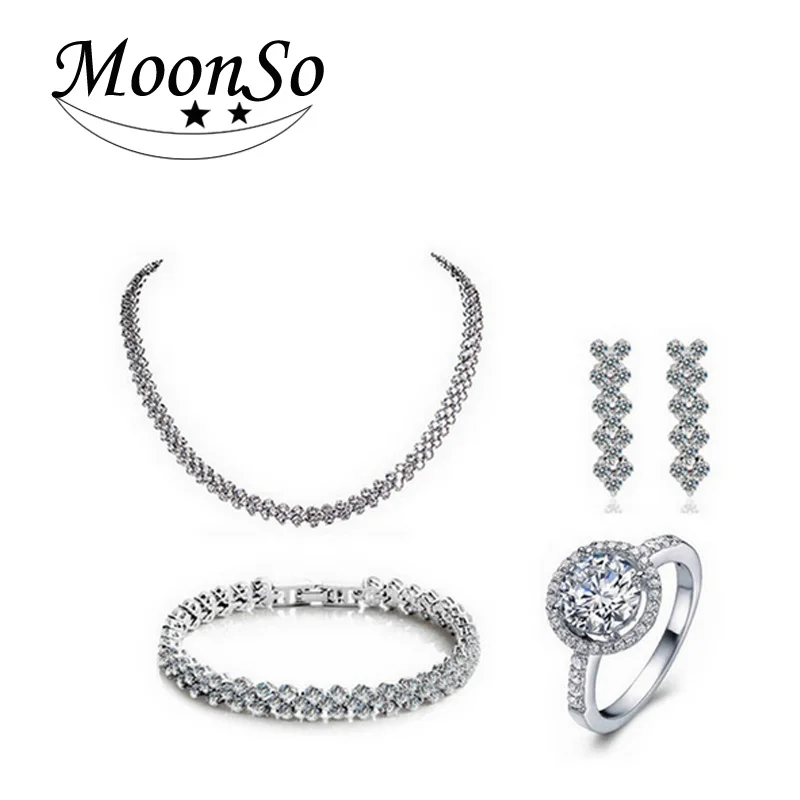 

Solove CZ Stone Wedding Engagement Bridal Real Sterling Silver Luxury 925 Genuine Simulated Jewelry Sets for women LJ692