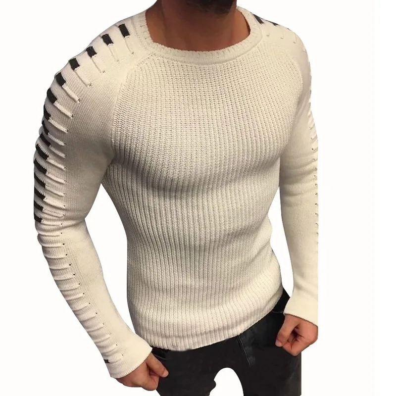 LASPERAL Men's Knit Sweaters Round Neck Pullover Long