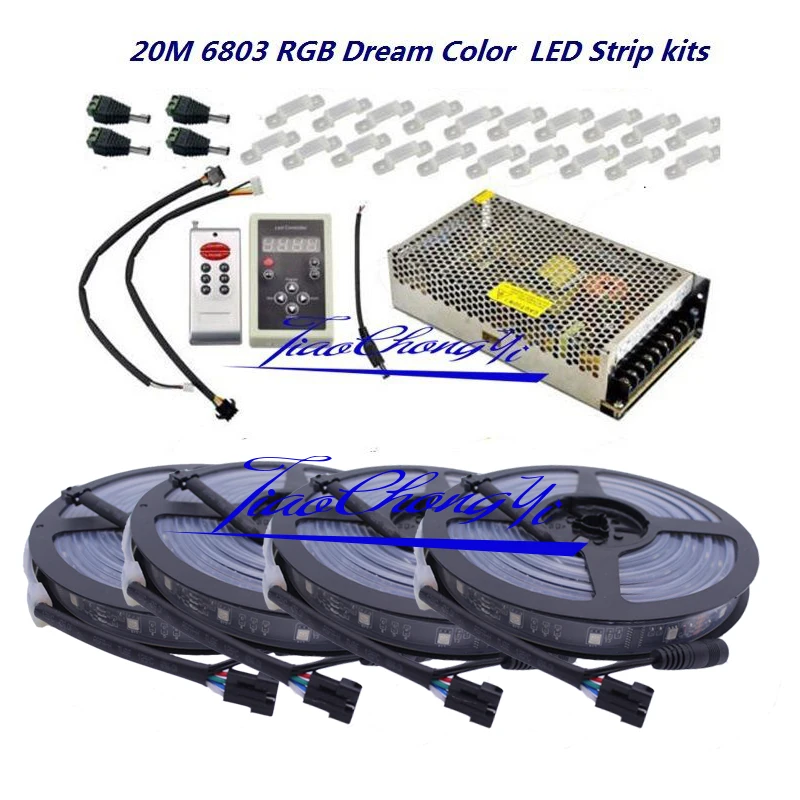 Новинка 5050 RGB Dream color 6803 Светодиодная лента Черная печатная плата+ IC 6803 RF пульт дистанционного управления+ адаптер питания