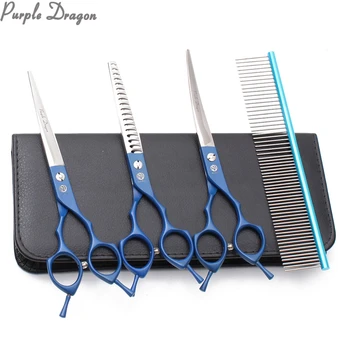 

Suit 7" 4Pcs 440C Professional Pet Shears Comb Straight Scissors Thinning Shears Cats Dogs Scissors Grooming Scissors Kit Z3009