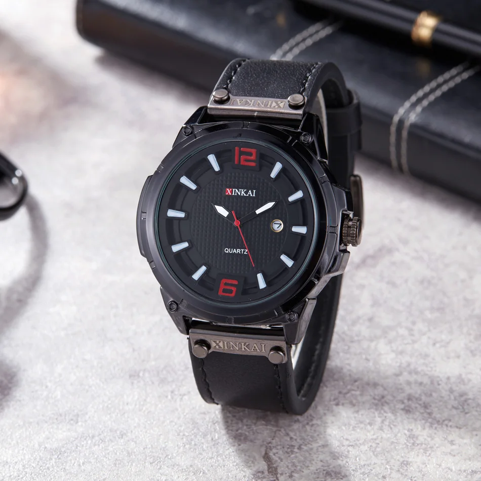 

2019 Top Brand Fashion Leather Strap Quartz Mens Watches Black Brown Men Wrist Watch Luxury Casual Watch Clock relogio masculino
