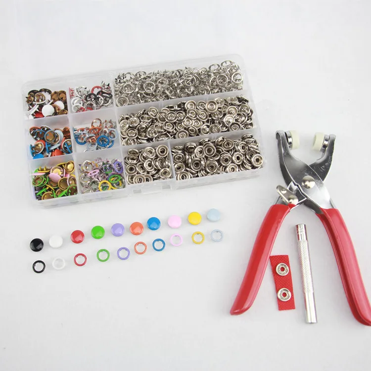 

200sets 10mm Cap Prong Snap Button 9.5mm Hollow Prong Snap Fastener Colorful Craft Rompers Copper Sewing Button for Baby Clothes