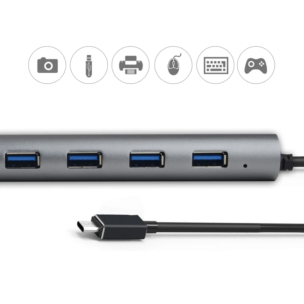 Дешево Wavlink font b USB b font 3,1 Тип C кабель Алюминий до 7 Порты и разъёмы font b USB b font 3,0 ( font b USB b font 3,1 Gen 1) Данные font b USB b font хаб для портативных ПК компьютер с четырехъядерным процессором 5V 4A ...