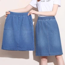 891 женская джинсовая юбка, Женская юбка средней длины, новинка, летняя приталенная джинсовая юбка с высокой талией для девушек, длинная юбка