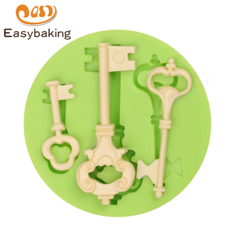 

Baroque Vintage Style Keys Silicone Mold Cake Decorating Tools Fimo Resin Polymer Clay Tools Candy Sugarcraft Moulds