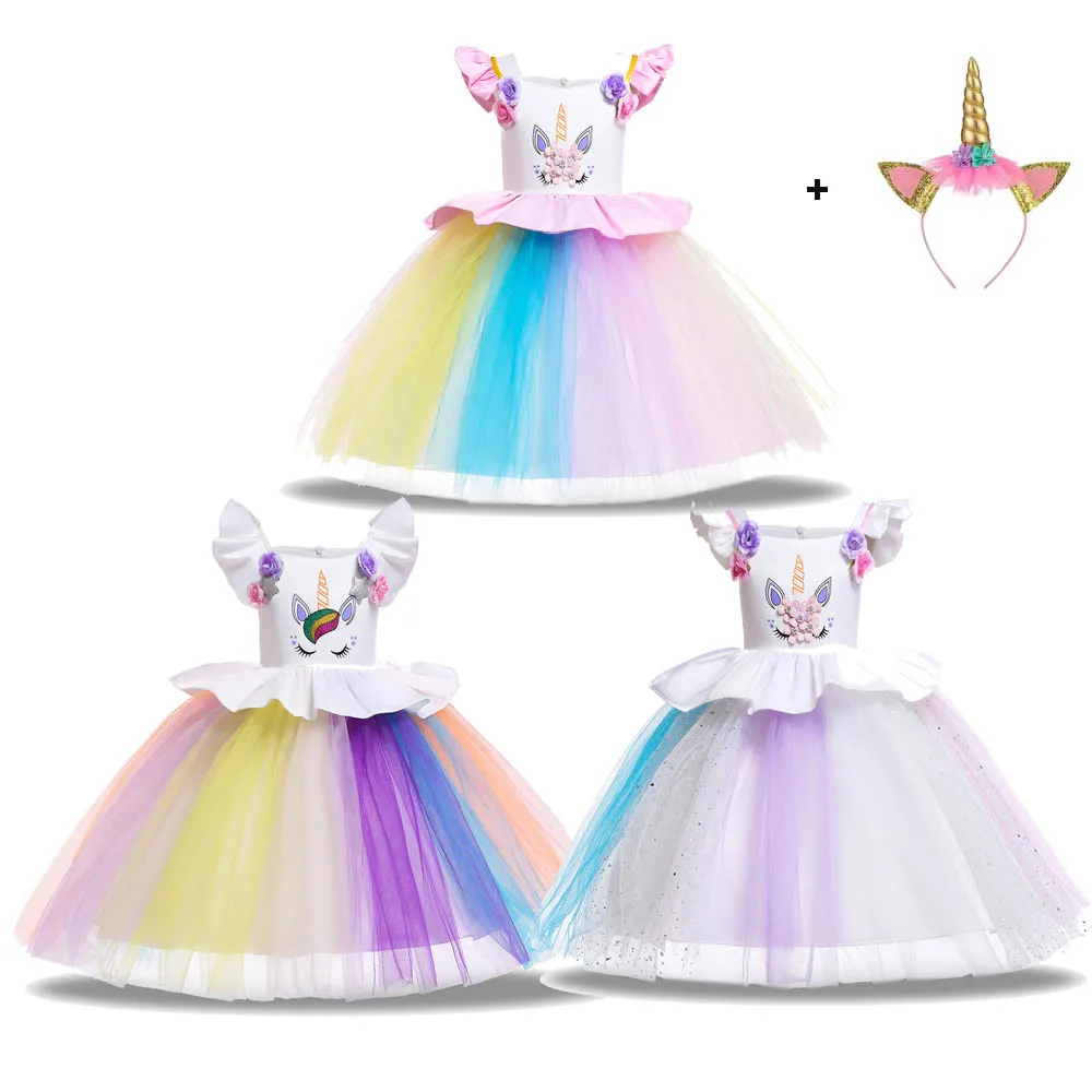 

Girls Unicorn Costume Crochet Corset Tulle Dress Children Summer Princess Clothes Kids's Tutu Dress