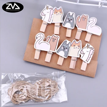 

10Pcs/lot Unicorn Paradise Wooden Clip Kawaii Photo Paper Postcard Craft DIY decoration Clips Office Binding Supplies