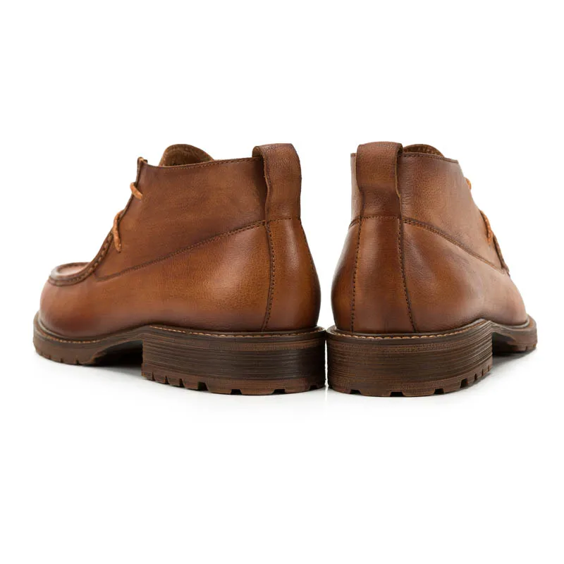 Винтажные мужские ботильоны из натуральной коровьей кожи на шнуровке; Рабочая обувь с круглым носком; мужская теплая дышащая обувь на низком каблуке в английском стиле; цвет коричневый