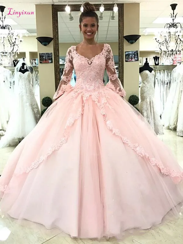 rose pink quinceanera dress