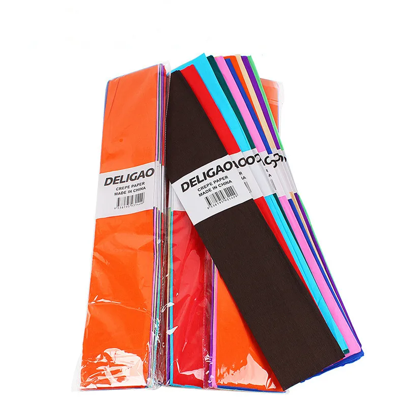 

9pcs Mix Color Origami Crinkled Crepe Paper Craft DIY Flower Wrapping Fold Scrapbooking Gift Party Decoration Garland