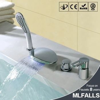 

brass waterfall four piece with hot and cold shower bath faucet