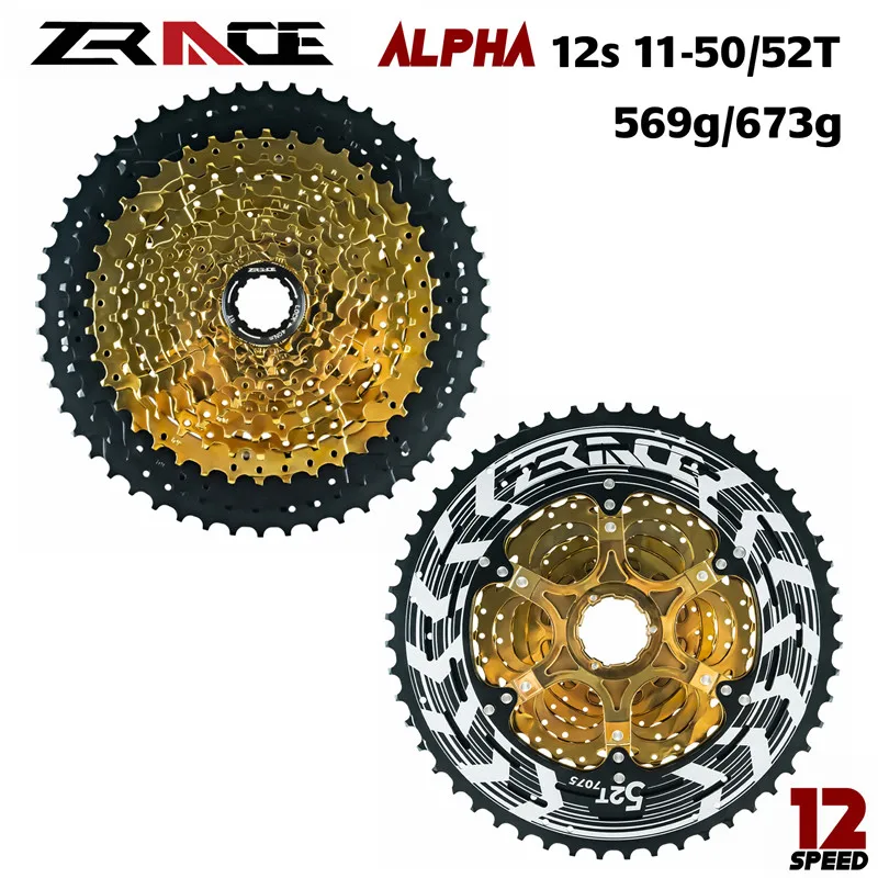 

ZRACE Alpha 12s Lightweight Cassette 12 Speed MTB Bike Freewheel 11-50T / 11-52T - Gold,Compatible for M9100 / XX1 NX Eagle