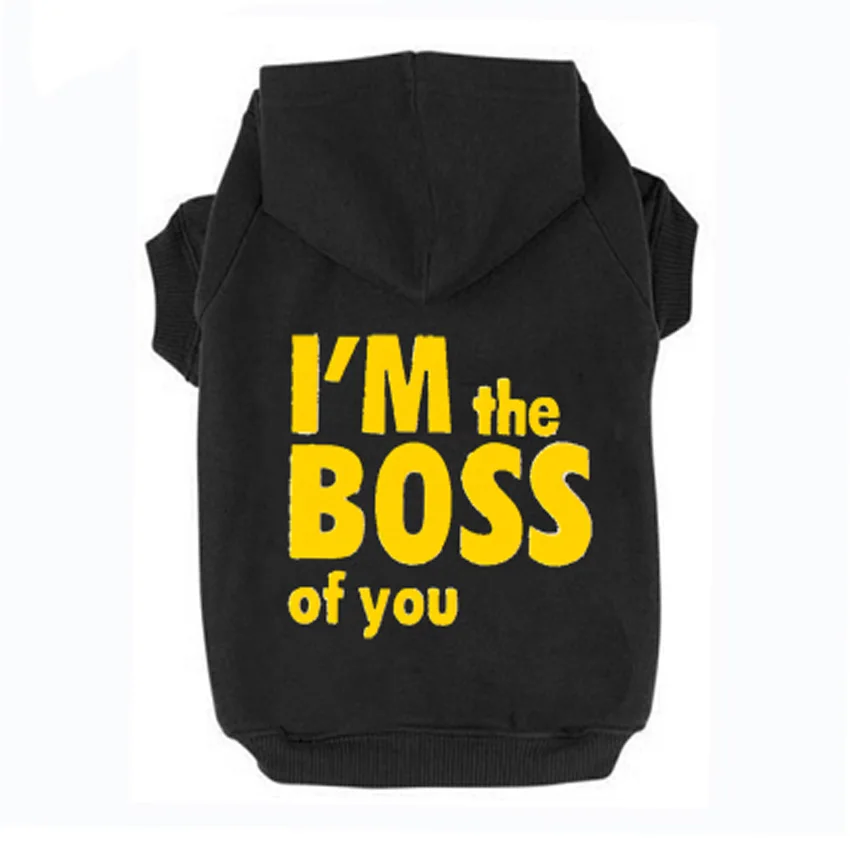 

Free Shipping 12pieces/lot I'm the boss of you Printed Pet Puppy Dog Clothes Hoodies Jumpers Tracksuits for Small to Large Pet