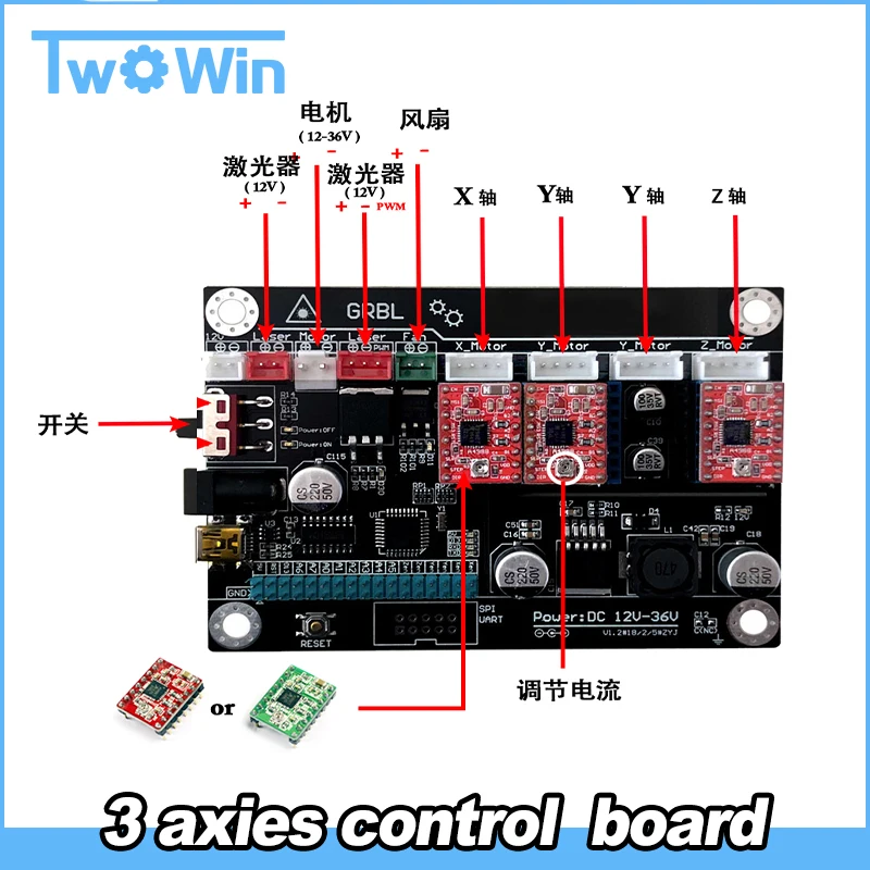 

Cnc3018/2418/1610 laser CNC engraving machine control board GRBL control board TTL pwm function