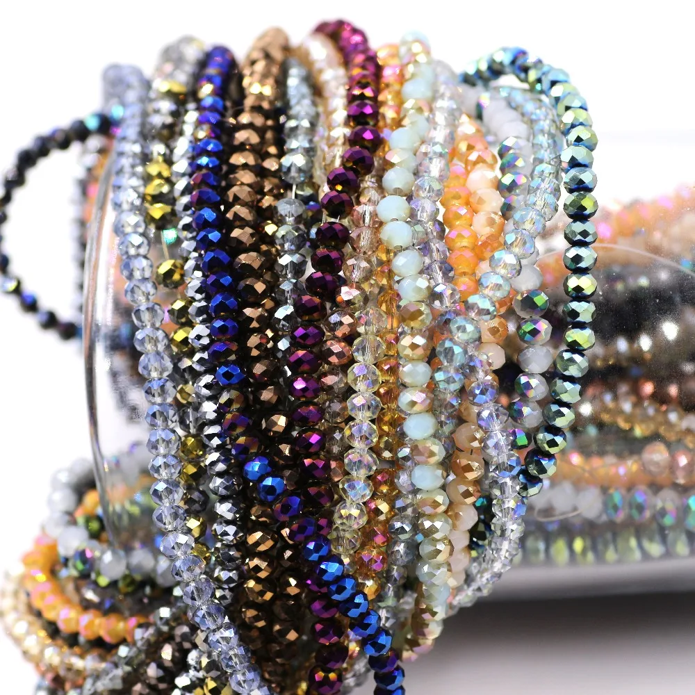 

2mm 400pcs/lot Fashion Design Glass Plated Crystal Rondelle Loose Beads Jewelry Making Supplies For DIY Jewelry Gifts & Crafts