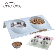 Двойные миски для собак, для питомцев, щенков, нержавеющая сталь, еда, вода, не разливается, кормушка для домашних животных, кошек, миски для кормления, миска для собак