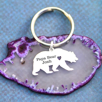 

Personalized Grizzly Bear Keychain Wild Animal Poppa Bear Papa Bear Gift Father's Day Gifts Accept Drop Shipping YP6065