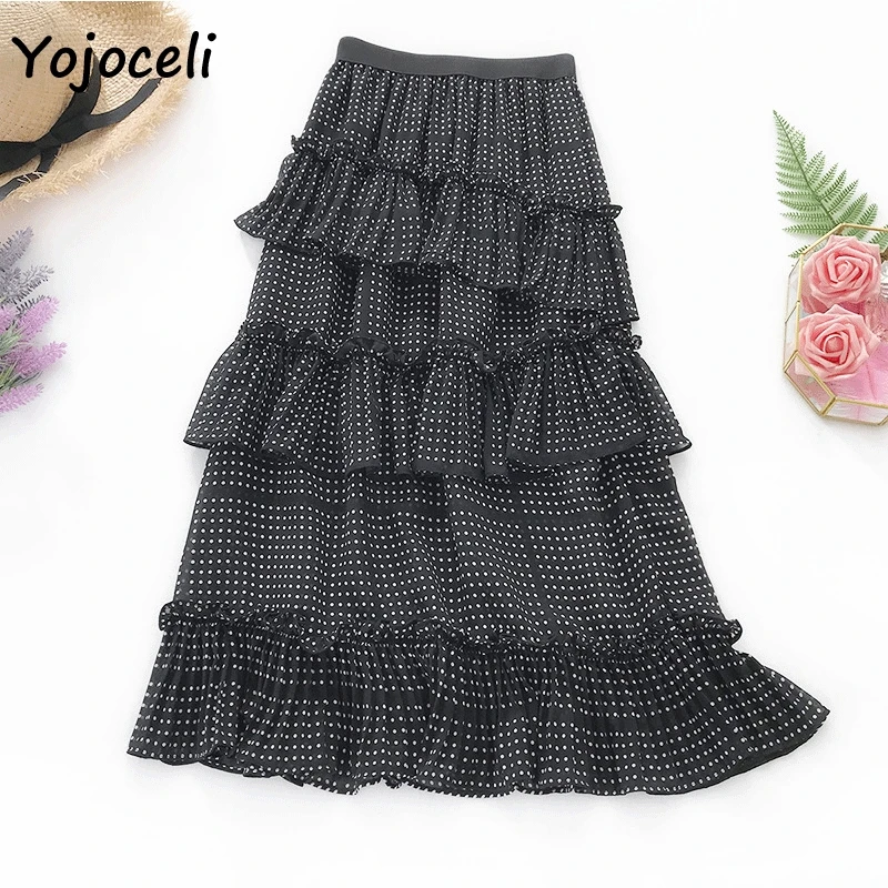 Yojoceli 2019 الصيف نقطة طباعة تنورة المرأة كشكش خليط ميدي بوهو تنورة الشاطئ أسفل Yojoceli 2019 الصيف نقطة طباعة تنورة المرأة كشكش خليط ميدي بوهو تنورة الشاطئ أسفل