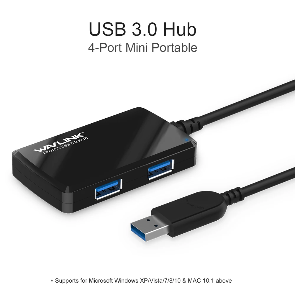 

Wavlink Mini Portable 4-Port USB3.0 Super Speed USB Hub Adapter up to 5Gbps Extention support swapping,plug and play For Laptop
