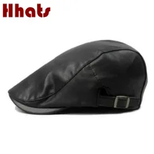 Который в душ для женщин и мужчин Простой ПУ берет шляпа искусственная кожа унисекс Кепка с плоским козырьком Регулируемая осень зима newsboy Кепка Bones
