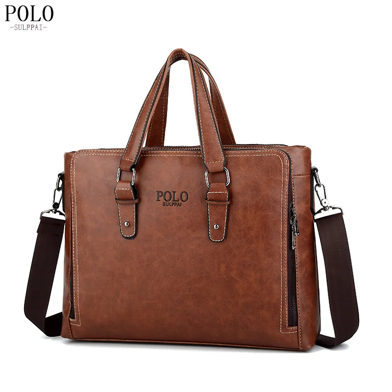 

SULPPAIpolo famous high-quality business brand leather shoulder Messenger bag men's briefcase office bag 14-inch laptop PI717