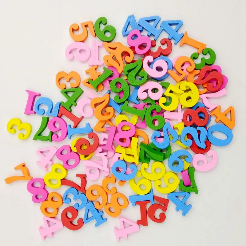 

100 Pcs Colorful Wooden Numbers Math Toys Kids Montessori Materials Educational Toys for Children Developing Sensory Toy Gifts