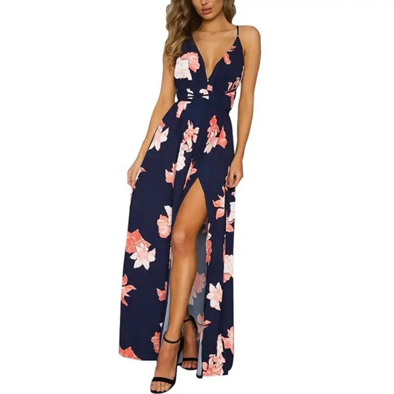

Sexy V summer party maxi casual Dress women Printing Bandage Beach Skirt vestido ukraine clothes robe femme ropa mujer