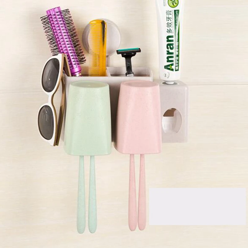 Elegant toothbrush holder set for bathroom plastic suction cup Three