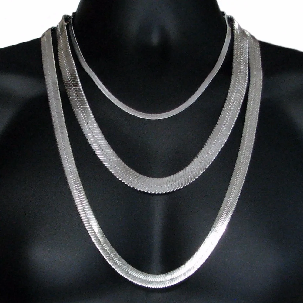 Gold Color Herringbone Chain Necklace 