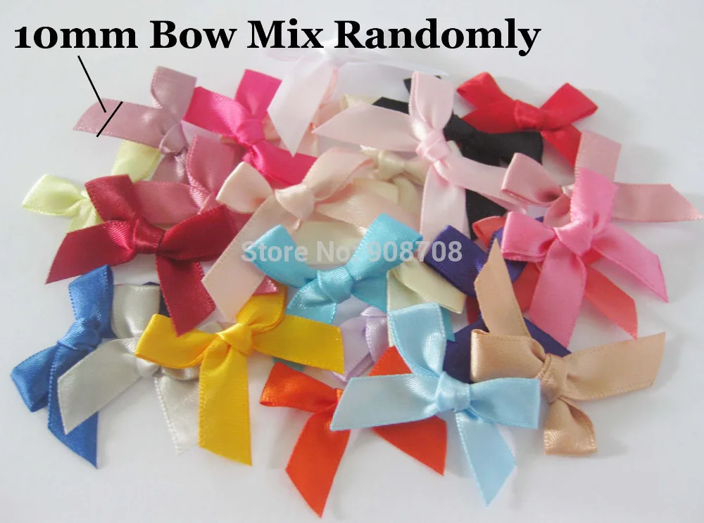 

F028 Hot sale 3/8" satin Ribbon Bowtie 50pcs randomly craft&gift flower bow tie scrapbooking accessories