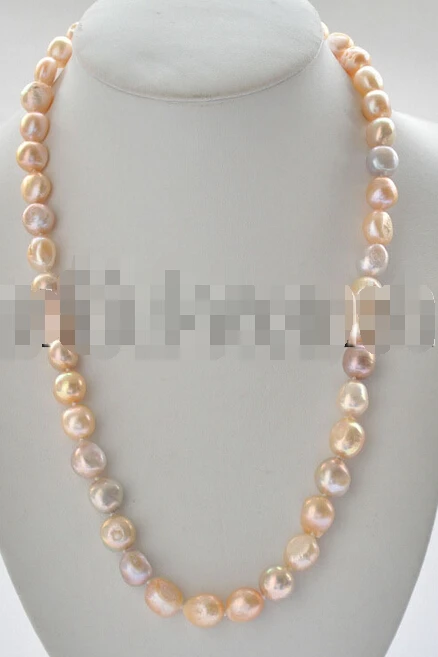 

Z7107 13mm pink lavender BAROQUE freshwater PEARL NECKLACE 24inch 925silver AAA