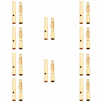 

10Pairs 2mm Gold Bullet Banana Plug Connector Male Female RC Battery ESC Replacement For RC Airplane Car Boat Helicopter