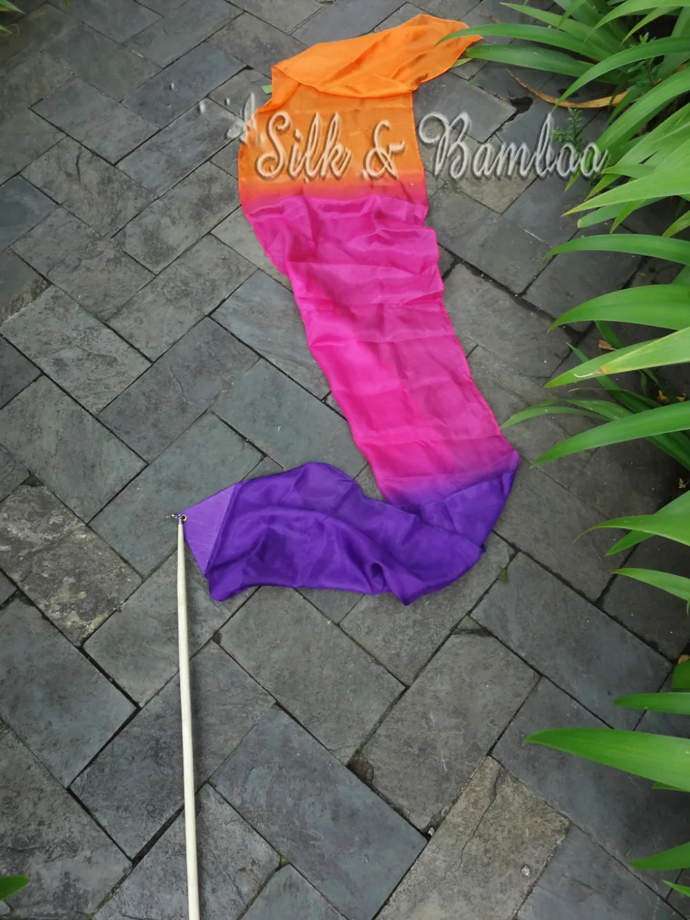 

purple-pink-orange, , 1 piece 1.5m*0.3m(59"*12") dance/worship streamer for kids play, real silk.
