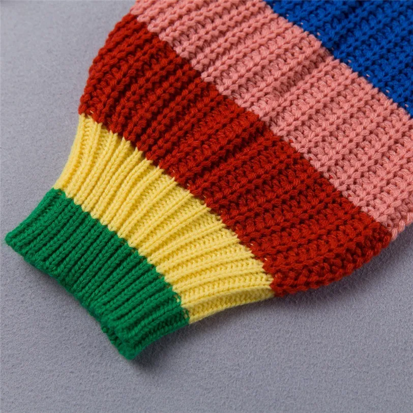 chic rainbow pullover women 2018 turtleneck women's sweater knitted pulover feminino manga longa inverno dropshipping #F#40OT5 (3)
