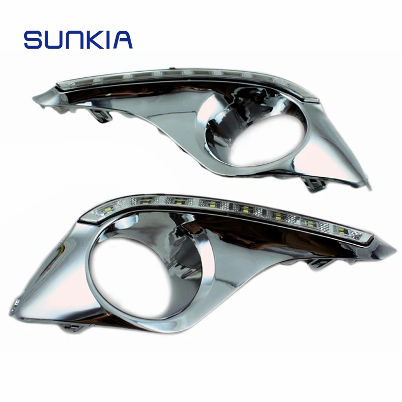 SUNKIA Car Styling LED DRL for Toyota Highlander 2012-2014 Daytime Running Lights Day Lamp with Turn Signal Dimmed Function 