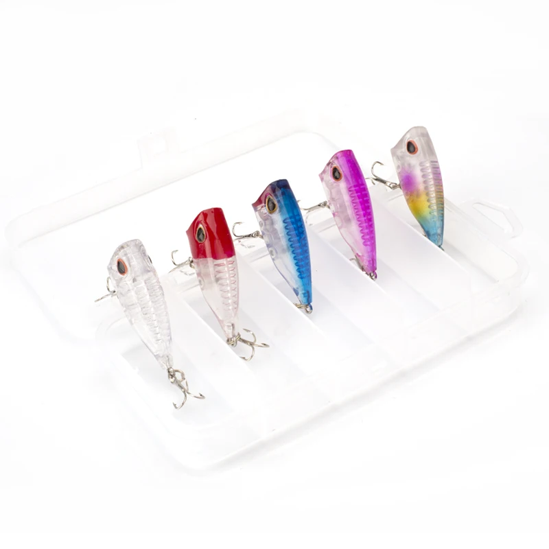

5pcs/lot box bait Mini Popper Fishing lure Model Hard Bait 3cm 4g Floating Top Water Baits Crankbait Wobblers Isca Lure Box