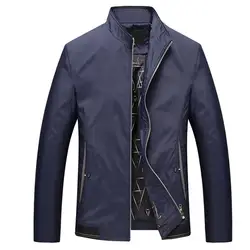 Новая весенняя тонкая куртка для мужчин с воротником-стойкой, повседневное однотонное пальто, Модные приталенные мужские куртки и пальто