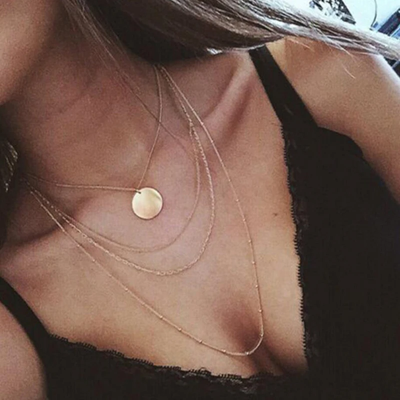 

Tocona Boho Multilayered Coin Sequins Geometric Necklaces&Pendants Gold Link Chain Choker Women Accessories Collier Femme 2007
